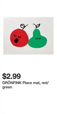 IKEA GRÖNFINK Place mat, red/green offer