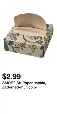 IKEA SMÖRFISK Paper napkin, patterned/multicolor offer