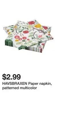 IKEA HAVSBRAXEN Paper napkin, patterned multicolor offer