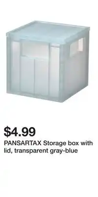 IKEA PANSARTAX Storage box with lid, transparent gray-blue offer