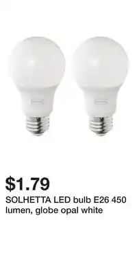 IKEA SOLHETTA LED bulb E26 450 lumen, globe opal white offer