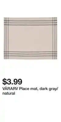 IKEA VÅRARV Place mat, dark gray/natural offer