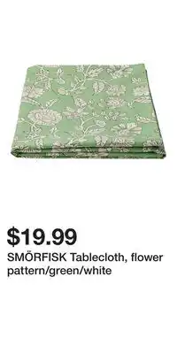 IKEA SMÖRFISK Tablecloth, flower pattern/green/white offer