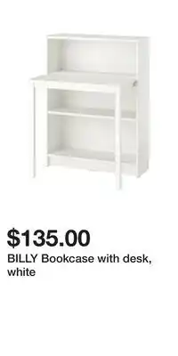 IKEA BILLY Bookcase with desk, white offer