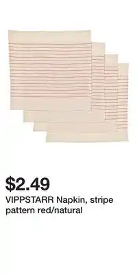 IKEA VIPPSTARR Napkin, stripe pattern red/natural offer