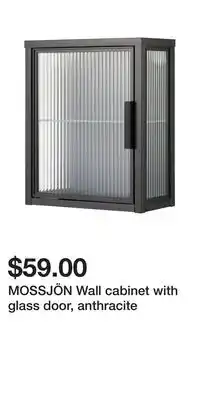 IKEA MOSSJÖN Wall cabinet with glass door, anthracite offer