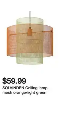 IKEA SOLVINDEN Ceiling lamp, mesh orange/light green offer