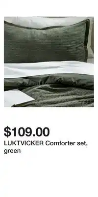 IKEA LUKTVICKER Comforter set, green offer