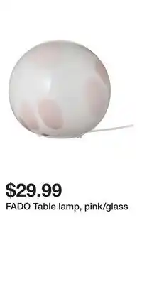 IKEA FADO Table lamp, pink/glass offer