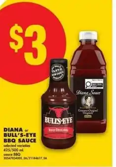 No Frills Diana or bull's-eye bbq sauce offer