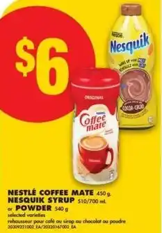 Nestlé coffee mate, nesquik syrup or powder