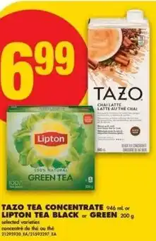 No Frills Tazo tea concentrate or lipton tea black or green offer