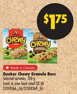 No Frills Quaker chewy granola bars offer
