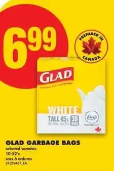 No Frills Glad garbage bags offer