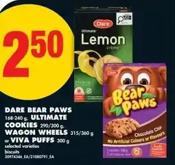 No Frills Dare bear paws, ultimate cookies, wagon wheels or viva puffs offer