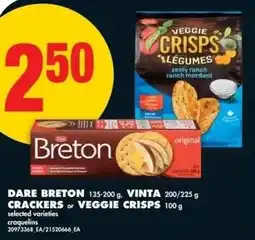No Frills Dare breton, vinta crackers or veggie crisps offer
