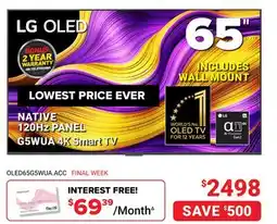 Visions Electronics LG 65 NATIVE 120Hz PANEL G5WUA 4K Smart TV offer