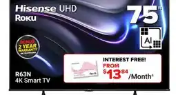 Visions Electronics Hisense 75 R63N 4K Smart TV UHD offer