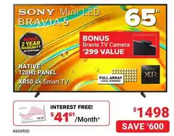 Visions Electronics SONY 65 NATIVE 120Hz Panel 4k Smart TV offer
