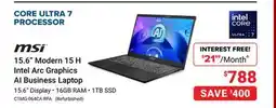 Visions Electronics MSI 15.6 Modern 15 H Intel Arc Graphics AI Business Laptop offer