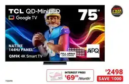 Visions Electronics NATIVE 144Hz PANEL 75 QM9K 4K Smart TV offer