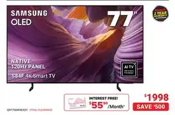 Visions Electronics SAMSUNG 77 NATIVE 120Hz PANEL 77 S84F 4K Smart TV offer