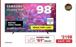 Visions Electronics SAMSUNG NATIVE 120Hz PANEL DU9000 4K Smart TV offer