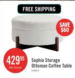 The Brick Sophia Round Storage Ottoman Coffee Table with Tufted Upholstery - White offer