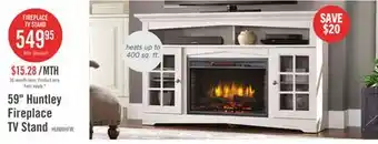The Brick Huntley 59 Electric Fireplace TV Stand with Storage and Cable Management for TVs up to 65- White offer
