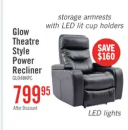 The Brick Glow 33 Fabric Power Reclining Chair with Storage Armrests - Black offer