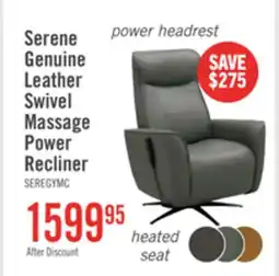 The Brick Serene 31 Genuine Leather Power Reclining Massage Chair with Power Headrest and Heated Seat - Grey offer