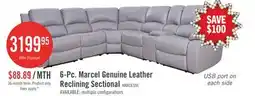 The Brick Marcel 6-Piece Genuine Leather Power Reclining Sectional with Storage Console and USB Port - Grey offer