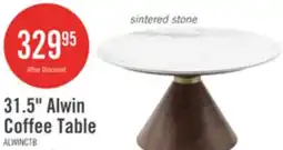 The Brick Alwin 31.5 Modern Round Coffee Table with White Sintered Stone Top - Brown offer