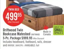The Brick Driftwood Mates Bed with Bookcase Headboard Set for Kids, Brown - Twin Size offer