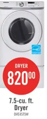 The Brick Samsung 7.5 Cu. Ft. Electric Dryer - White - Stackable - DVE45T6005W/AC offer