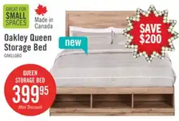The Brick Oakley Platform Bed with Headboard & Storage Frame, Made in Canada, Natural - Queen Size offer