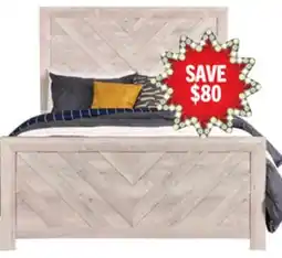 The Brick Lark Panel Bed with Headboard & Frame, Chevron Pattern, Rustic White - Queen Size offer