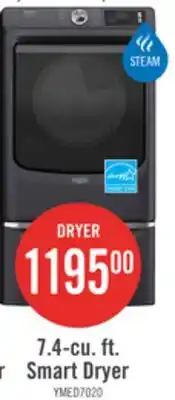 The Brick Maytag 7.4 Cu. Ft. Pet Pro Smart Electric Dryer - Midnight Steel - YMED7020RF offer