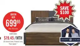 The Brick Scott Living Dante Panel Bed with Headboard & Frame, Brown - Queen Size offer