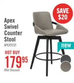 The Brick Apex Counter-Height Stool with Swivel Seat & Vegan Leather Fabric, 27H, Wood & Metal - Taupe offer