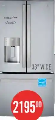 The Brick GE 33 17.5 Cu Ft. French-Door Counter-Depth Refrigerator – Stainless Steel - PYE18HYRCFS offer