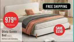 The Brick Olivia Elegant Comfortable Upholstered Bed,Queen Size,White Queen Bed offer