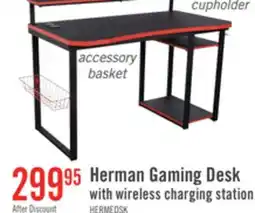 The Brick Herman 50 Gaming Office Desk - Black with Red Trim offer