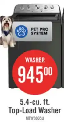 The Brick Maytag 5.5 Cu Ft. Top Load Agitator Washer with Pet Pro Option – Volcano Black - MTW5605RU offer