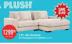 The Brick Alto 2-Piece Ultra Plush Faux Fur Fabric Sectional with Dual Cupholders and USB Ports - Mink Taupe offer