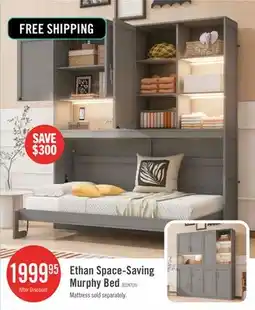 The Brick Ethan Space-Saving Murphy Bed with Storage and Foldable Design,Twin Size,Grey Twin Bed offer