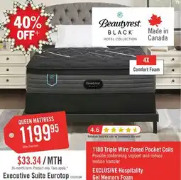 The Brick Beautyrest Black Hotel Executive Suite Eurotop Firm Queen Mattress offer