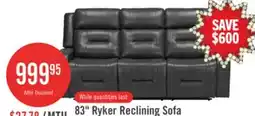The Brick Ryker 82.5 Leather-Look Reclining Sofa with Storage Arms - Grey offer