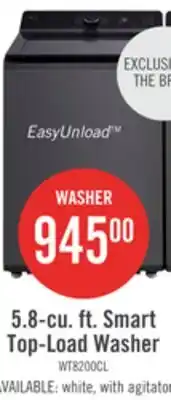 The Brick LG 5.8 Cu. Ft. Smart Top-Load Washer with EasyUnload and AI Sensing - Platinum Black - WT8200CL offer