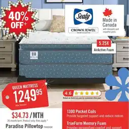 The Brick Sealy Posturepedic Luxury Crown Jewel Resort Paradiso Euro Pillowtop Queen Mattress offer